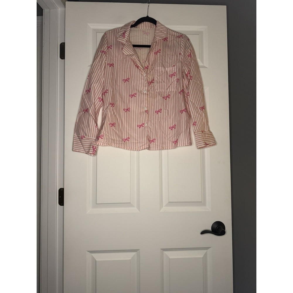 Unbranded Pink Ribbon Striped Pajama Set Medium Nwot